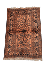 198 x 132 cm Old Afghan Tribal Wool Rug Hand-Knotted Brown Colour - Rugoutlet