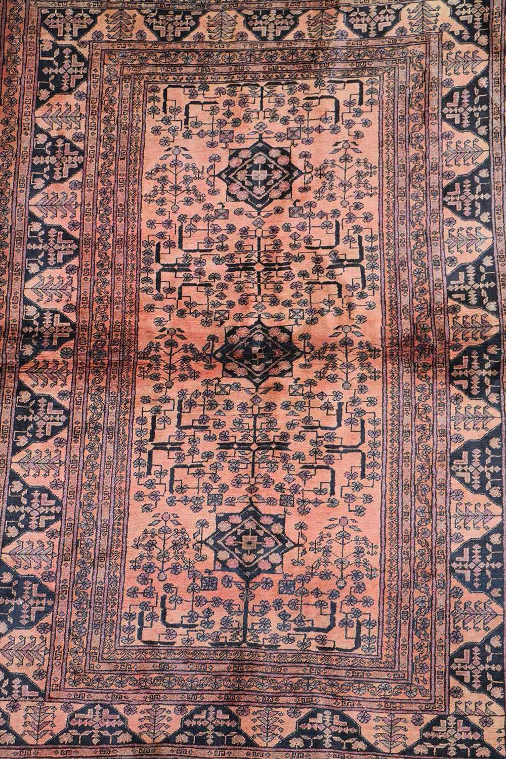 198 x 132 cm Old Afghan Tribal Wool Rug Hand-Knotted Brown Colour - Rugoutlet