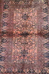 198 x 132 cm Old Afghan Tribal Wool Rug Hand-Knotted Brown Colour - Rugoutlet