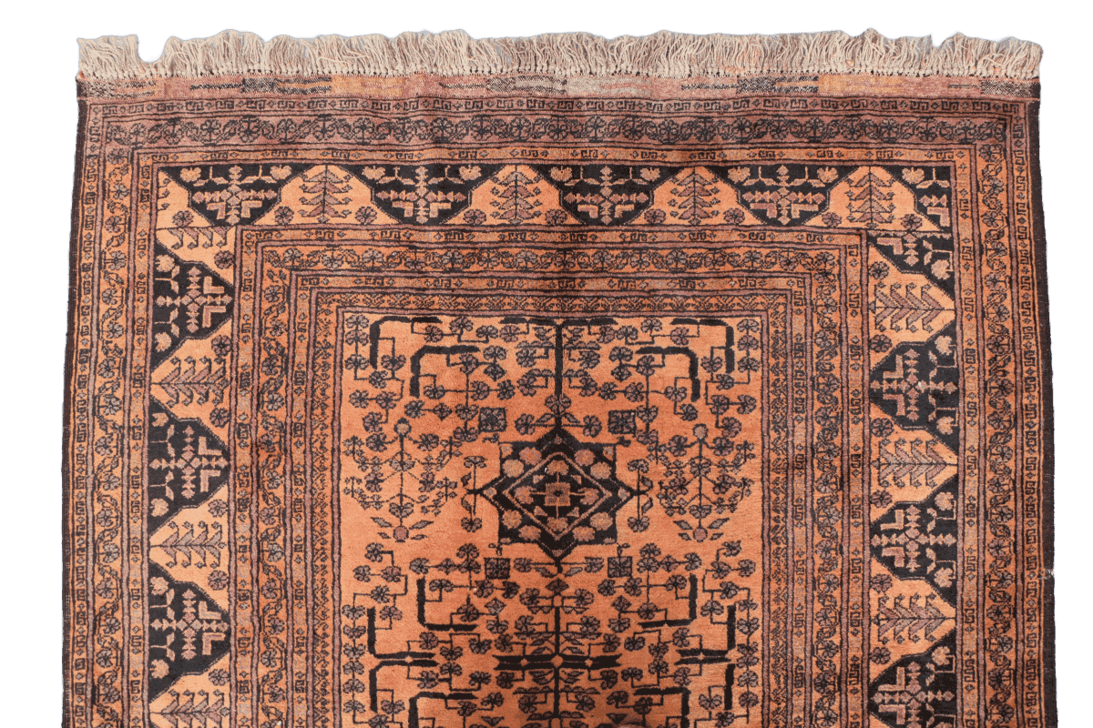 198 x 132 cm Old Afghan Tribal Wool Rug Hand-Knotted Brown Colour - Rugoutlet