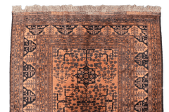 198 x 132 cm Old Afghan Tribal Wool Rug Hand-Knotted Brown Colour - Rugoutlet