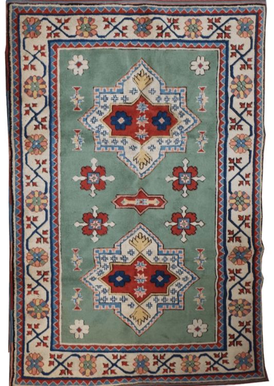 Turkish Milas Tribal Wool Rug 221 x 156 cm (7.25 x 5.12 ft)