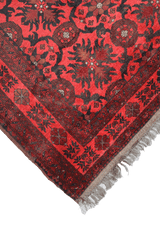 195 x 126 cm Afghan Tribal Wool Rug Hand Knotted Red Colour - Rugoutlet