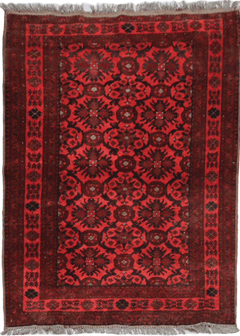 195 x 126 cm Afghan Tribal Wool Rug Hand Knotted Red Colour - Rugoutlet