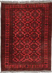 195 x 126 cm Afghan Tribal Wool Rug Hand Knotted Red Colour - Rugoutlet