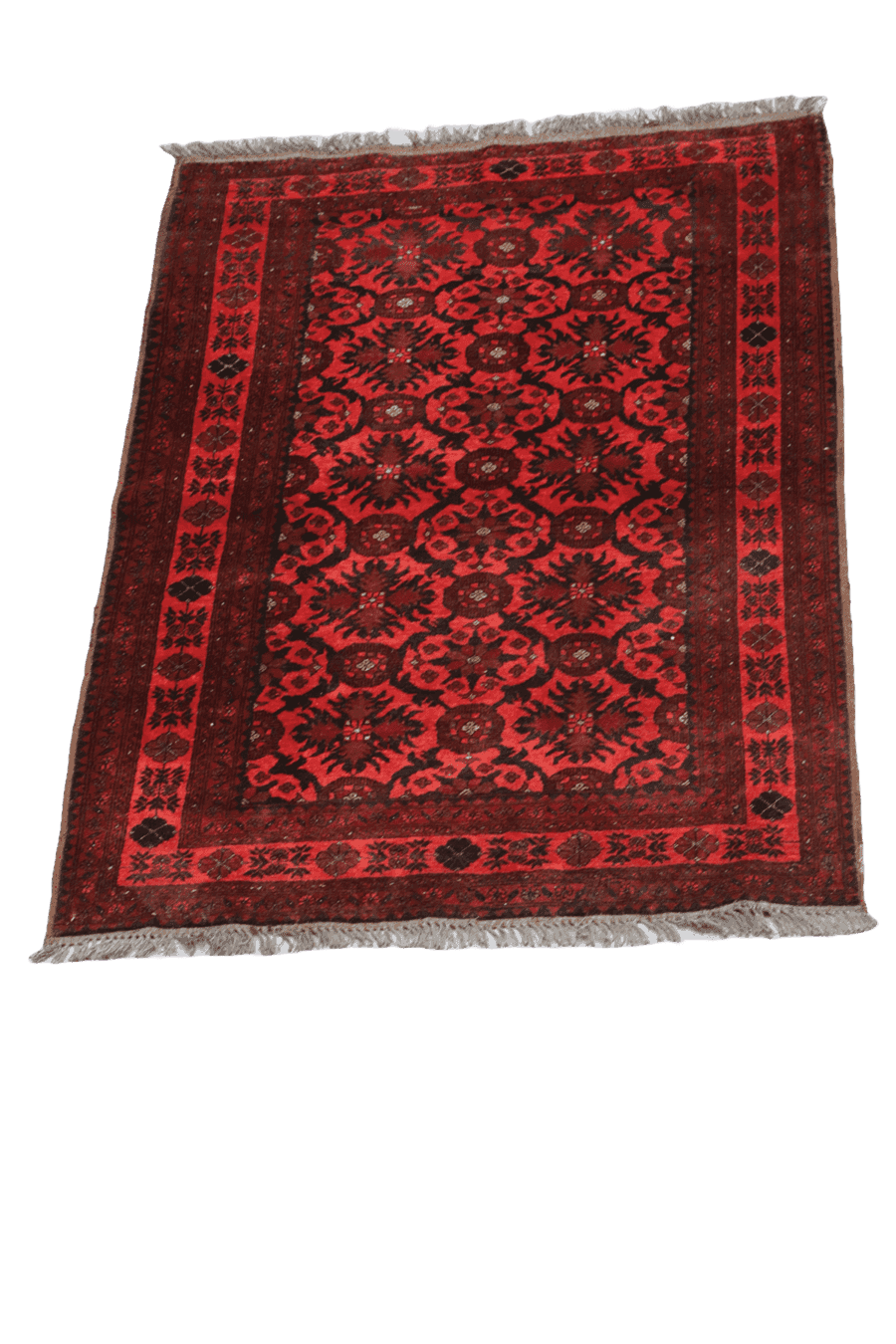 195 x 126 cm Afghan Tribal Wool Rug Hand Knotted Red Colour - Rugoutlet