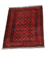 195 x 126 cm Afghan Tribal Wool Rug Hand Knotted Red Colour - Rugoutlet