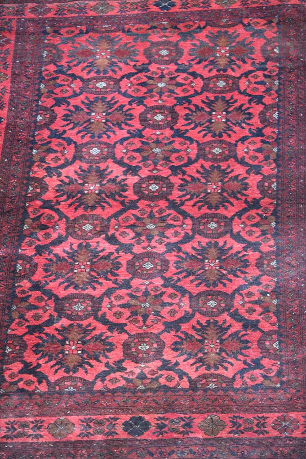 195 x 126 cm Afghan Tribal Wool Rug Hand Knotted Red Colour - Rugoutlet