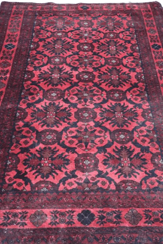 195 x 126 cm Afghan Tribal Wool Rug Hand Knotted Red Colour - Rugoutlet
