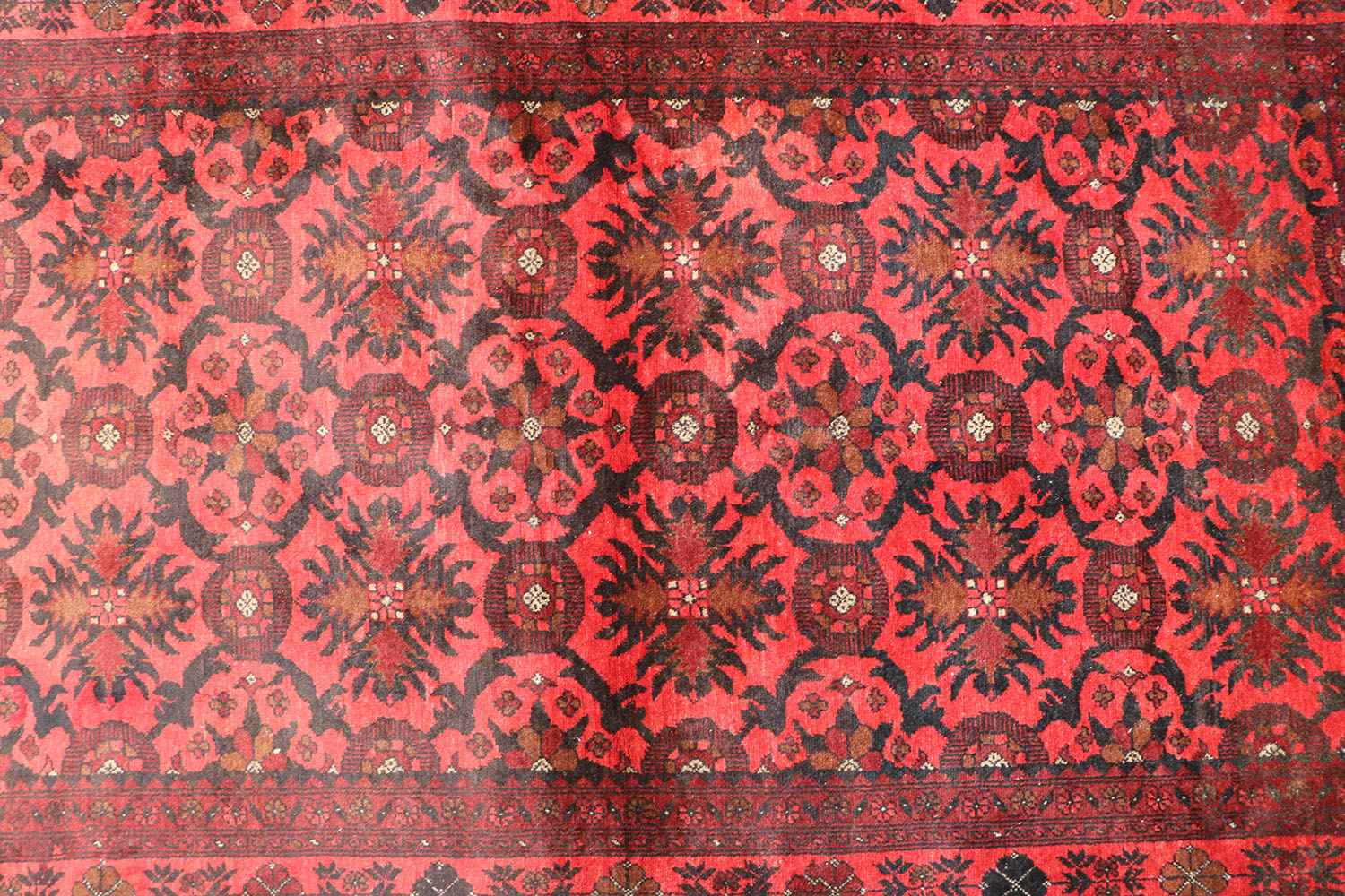 195 x 126 cm Afghan Tribal Wool Rug Hand Knotted Red Colour - Rugoutlet