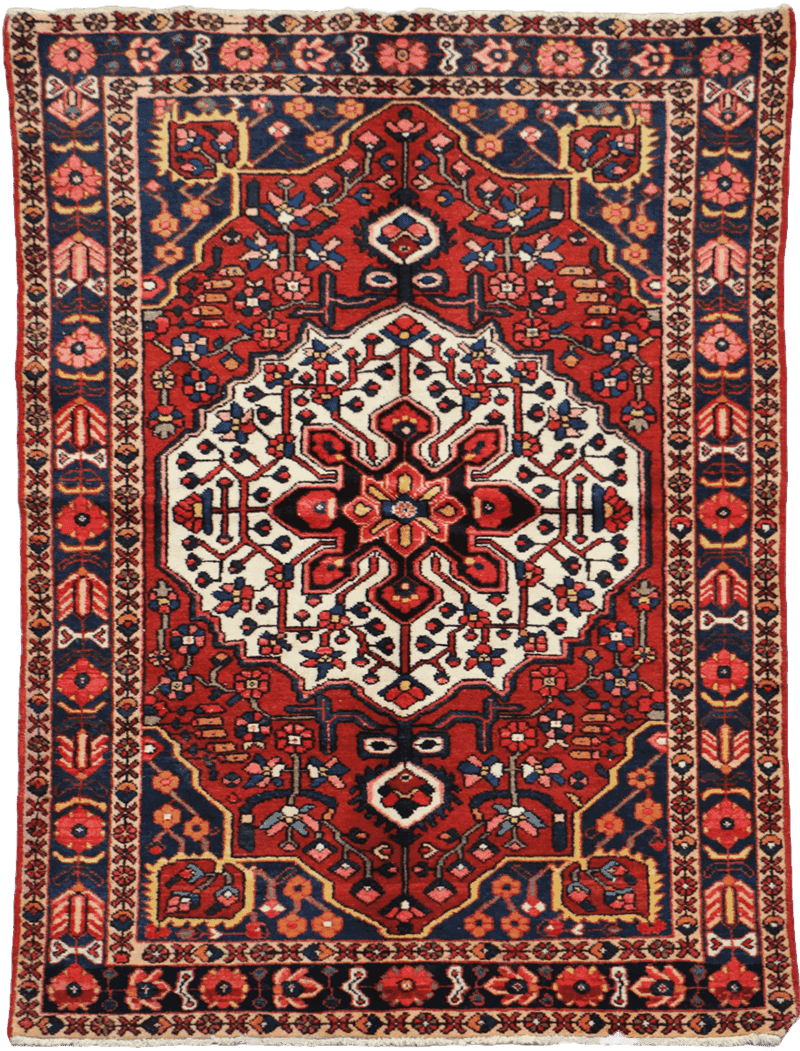 200 x 142 cm Heriz Tribal Wool Rug Hand-Knotted Red Blue Colour - Rugoutlet