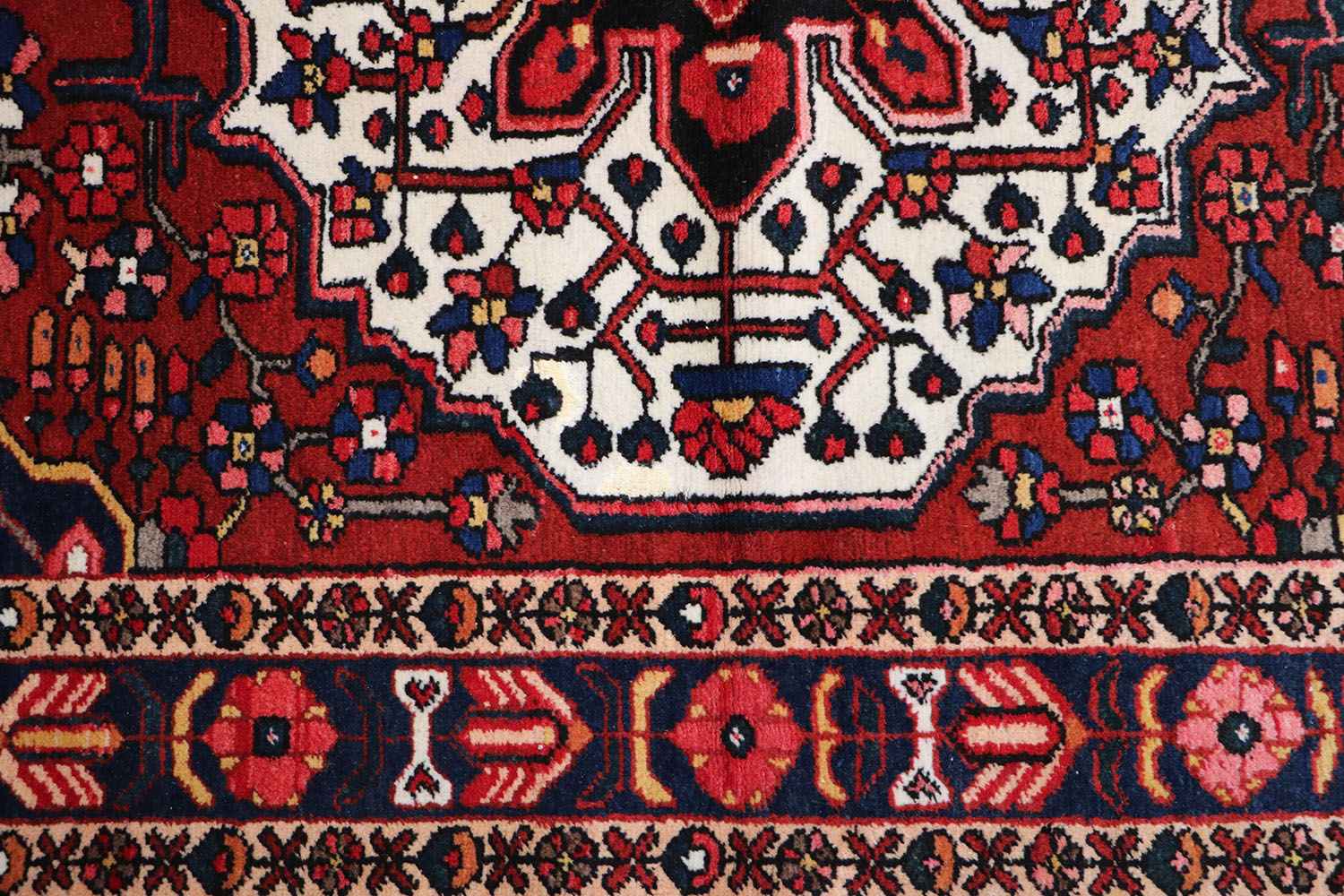 200 x 142 cm Heriz Tribal Wool Rug Hand-Knotted Red Blue Colour - Rugoutlet