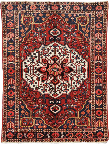 200 x 142 cm Heriz Tribal Wool Rug Hand-Knotted Red Blue Colour - Rugoutlet