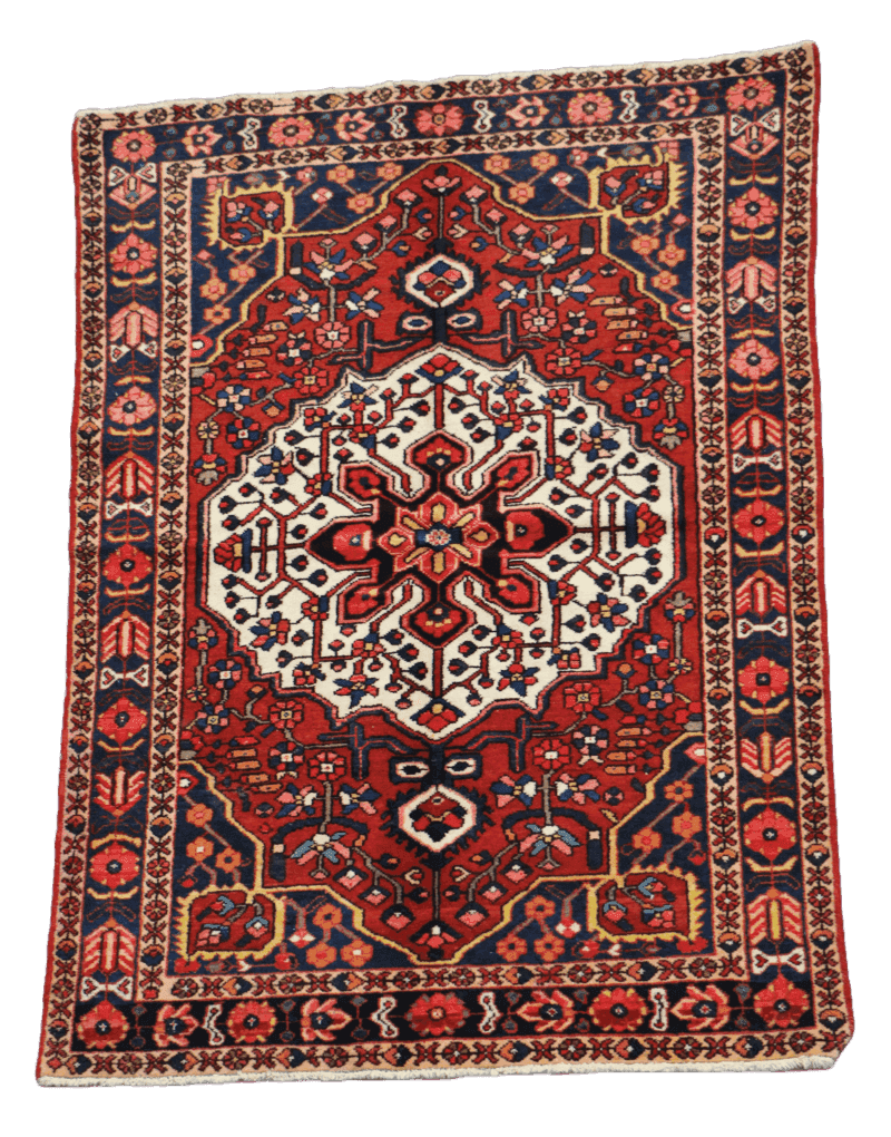 200 x 142 cm Heriz Tribal Wool Rug Hand-Knotted Red Blue Colour - Rugoutlet