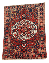 200 x 142 cm Heriz Tribal Wool Rug Hand-Knotted Red Blue Colour - Rugoutlet