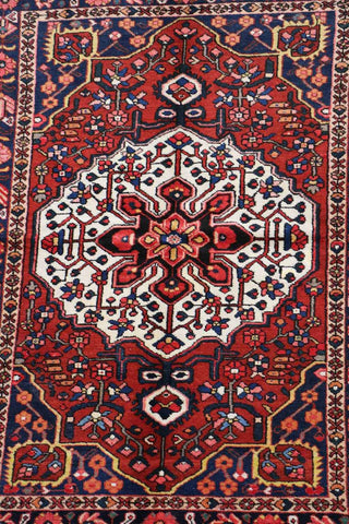 200 x 142 cm Heriz Tribal Wool Rug Hand-Knotted Red Blue Colour - Rugoutlet