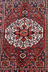 200 x 142 cm Heriz Tribal Wool Rug Hand-Knotted Red Blue Colour - Rugoutlet