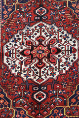 200 x 142 cm Heriz Tribal Wool Rug Hand-Knotted Red Blue Colour - Rugoutlet