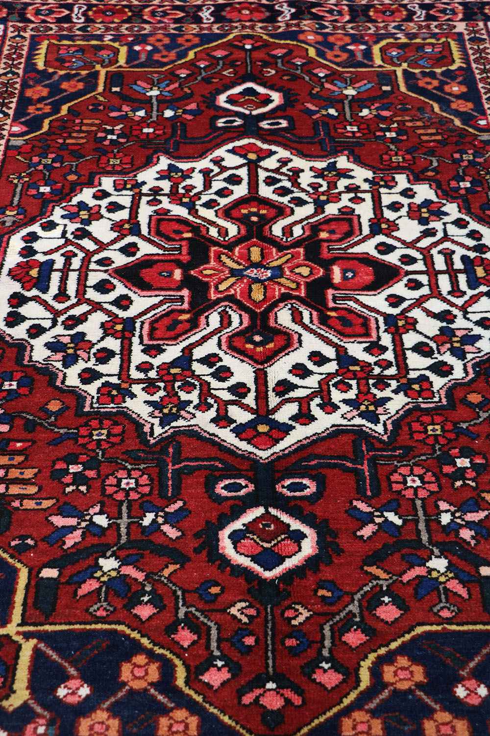 200 x 142 cm Heriz Tribal Wool Rug Hand-Knotted Red Blue Colour - Rugoutlet