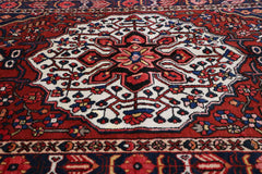 200 x 142 cm Heriz Tribal Wool Rug Hand-Knotted Red Blue Colour - Rugoutlet