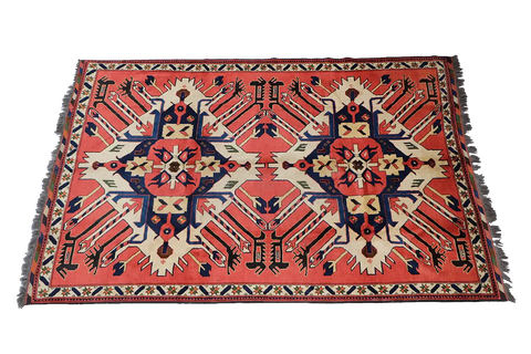 A vibrant Afghan Karegah wool rug