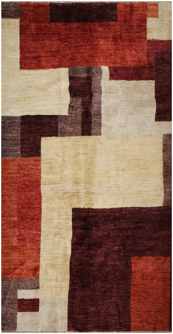 Modern Gabbeh Tribal Wool Rug 230 x 176 cm (7.55 x 5.77 ft)