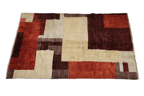 A rectangular Gabbeh tribal wool rug