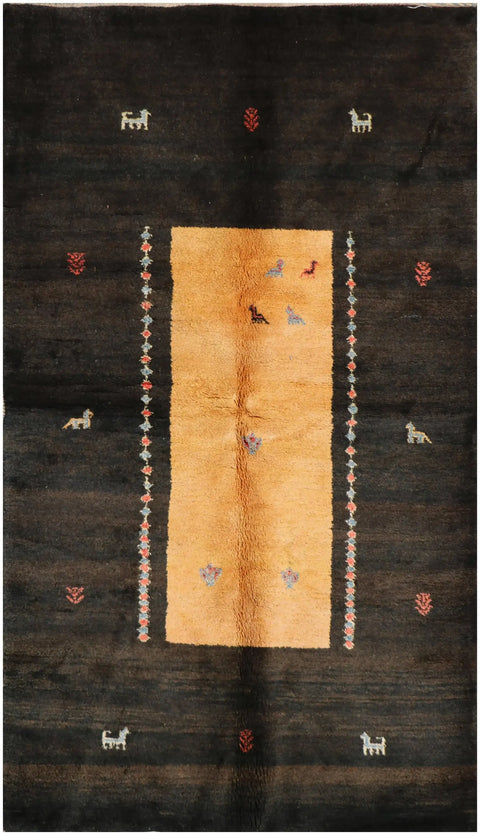 A rectangular Gabbeh Tribal Wool Rug