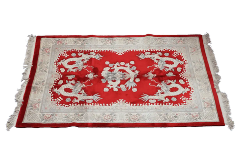 255x170cm Chinese Dragon handmade wool red and beige rug 7091 - Rugoutlet
