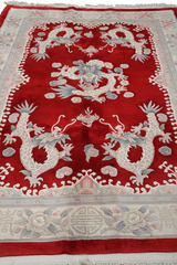 255x170cm Chinese Dragon handmade wool red and beige rug  7091