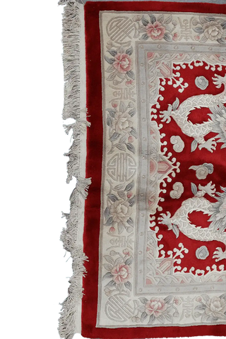 255x170cm Chinese Dragon handmade wool red and beige rug 7091 - Rugoutlet