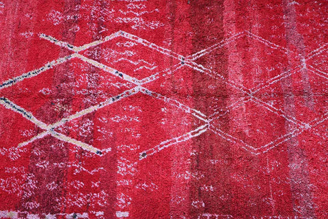 295x195cm Antique Moroccan Beni Ourain Berber Tribal Wool Rug Red - Rugoutlet