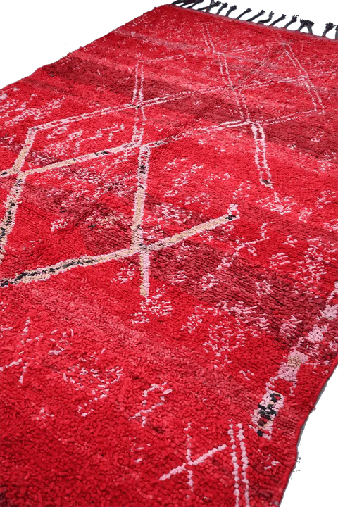 295x195cm Antique Moroccan Beni Ourain Berber Tribal Wool Rug Red - Rugoutlet
