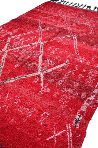 295x195cm Antique Moroccan Beni Ourain Berber Tribal Wool Rug Red - Rugoutlet