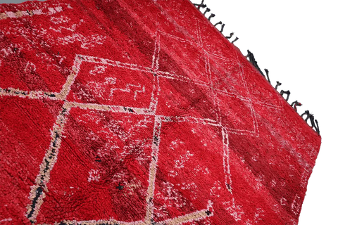 295x195cm Antique Moroccan Beni Ourain Berber Tribal Wool Rug Red - Rugoutlet