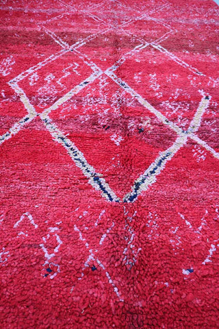 295x195cm Antique Moroccan Beni Ourain Berber Tribal Wool Rug Red - Rugoutlet