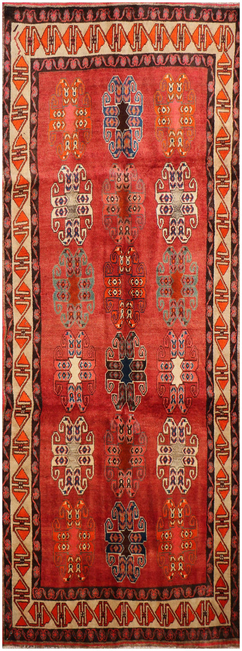 A vertical image of a Persian Qashqai Tribal Rug 