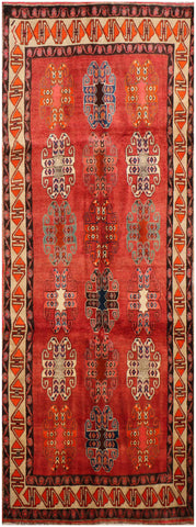 A vertical image of a Persian Qashqai Tribal Rug 