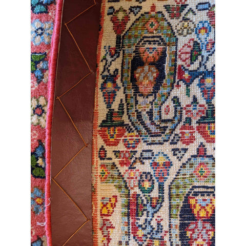 72 x 53 cm Persian Qum Traditional Pink Small Rug - Rugmaster