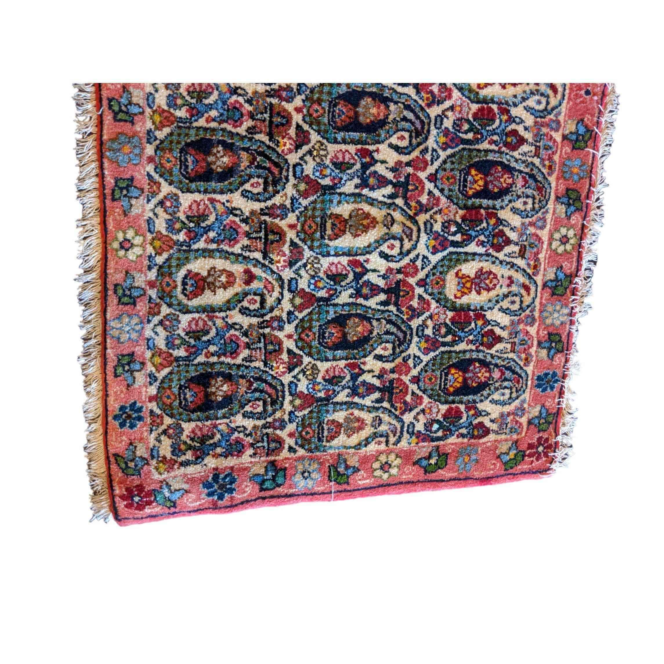72 x 53 cm Persian Qum Traditional Pink Small Rug - Rugmaster