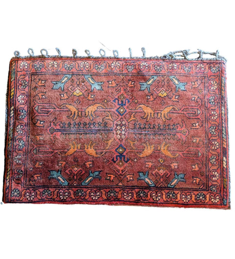 75 x 60 cm Persian Baluch Sadel Bag Tribal Red Small Rug - Rugmaster