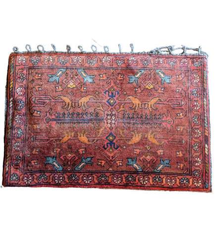 75 x 60 cm Persian Baluch Sadel Bag Tribal Red Small Rug - Rugmaster