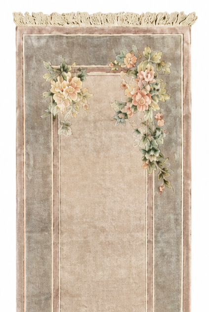Fine Pure Silk Chinese Rug 335 x 64 cm (10.99 x 2.10 ft)
