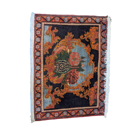 78 x 56 cm Senneh Traditional Orange Small Rug - Rugmaster