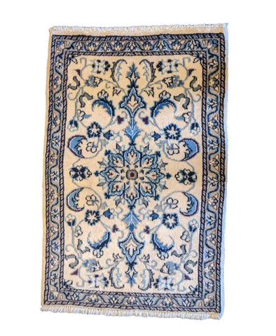 79 x 59 cm Persian Nain Traditional Tan Small Rug - Rugmaster