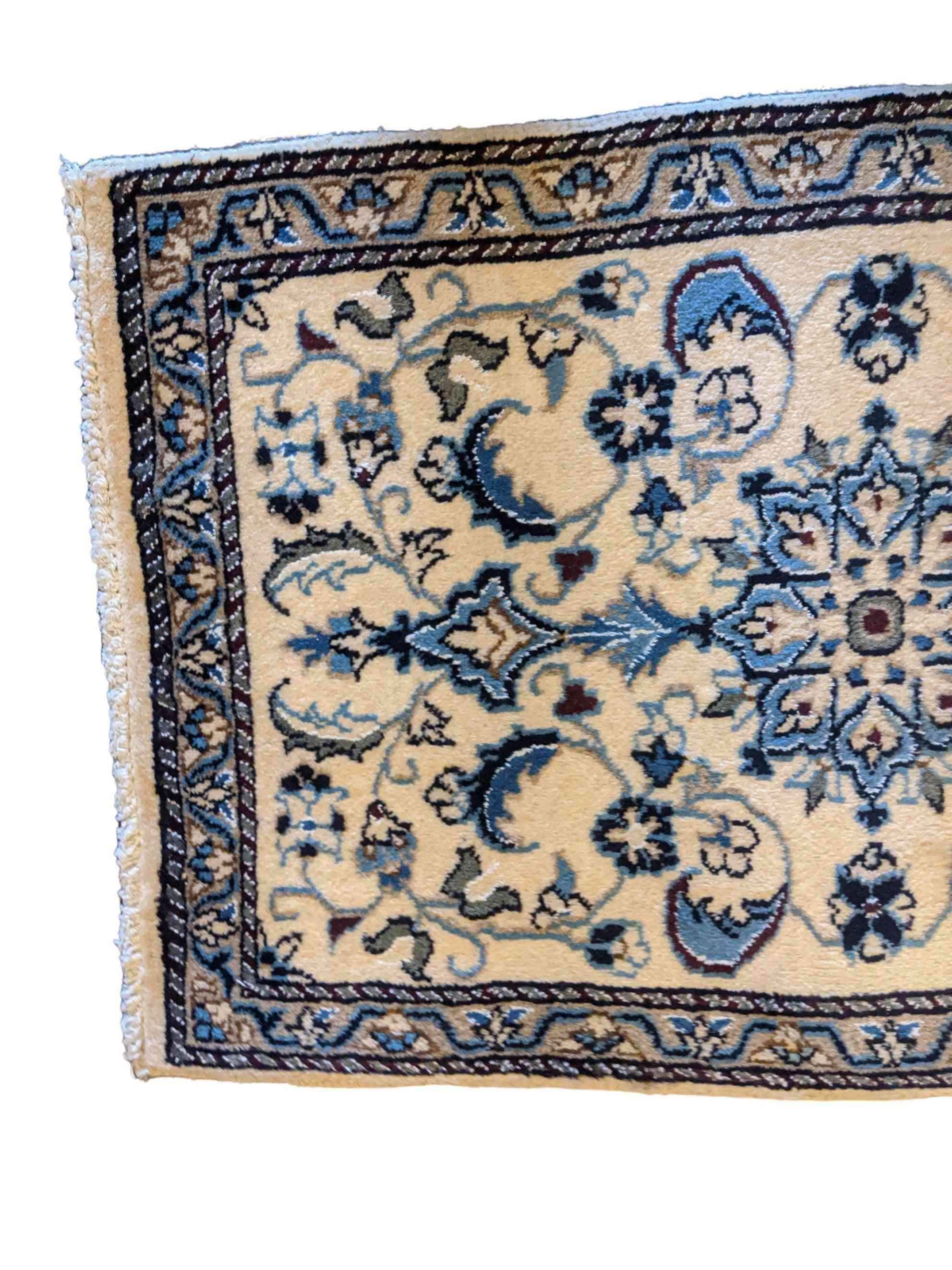 79 x 59 cm Persian Nain Traditional Tan Small Rug - Rugmaster