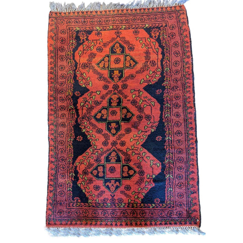 80 x 120 cm Afghan Khan Tribal Red Small Rug - Rugoutlet