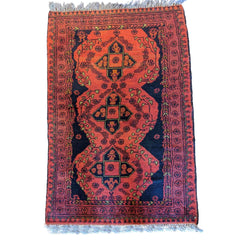 80 x 120 cm Afghan Khan Tribal Red Small Rug - Rugmaster