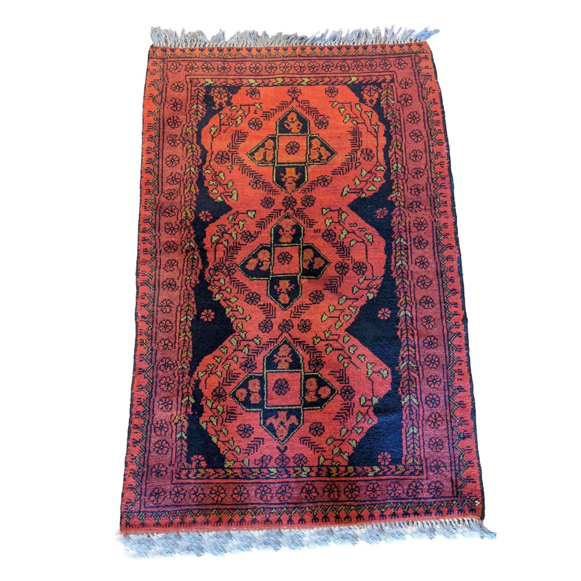 80 x 120 cm Afghan Khan Tribal Red Small Rug - Rugmaster