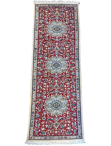 80 x 283 cm Nain silk and wool Traditional Red Rug - Rugoutlet